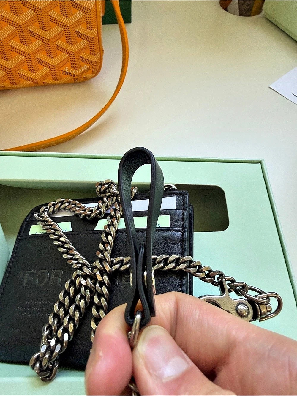 Off-White Chain Wallet in Black Like New
